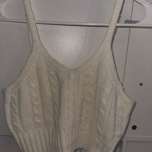 Cable Knit Cream Tank Top